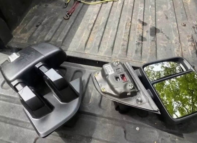 Black Dual-Arm Towing Side View Mirrors for Ford F-150 F-250 F-350 – Pair image 2
