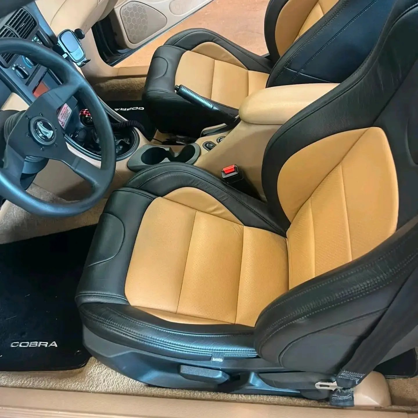 1994-1998 Ford Mustang SN95 Recaro Leather Racing Seats – 1995 Cobra Front Seat Set image 4